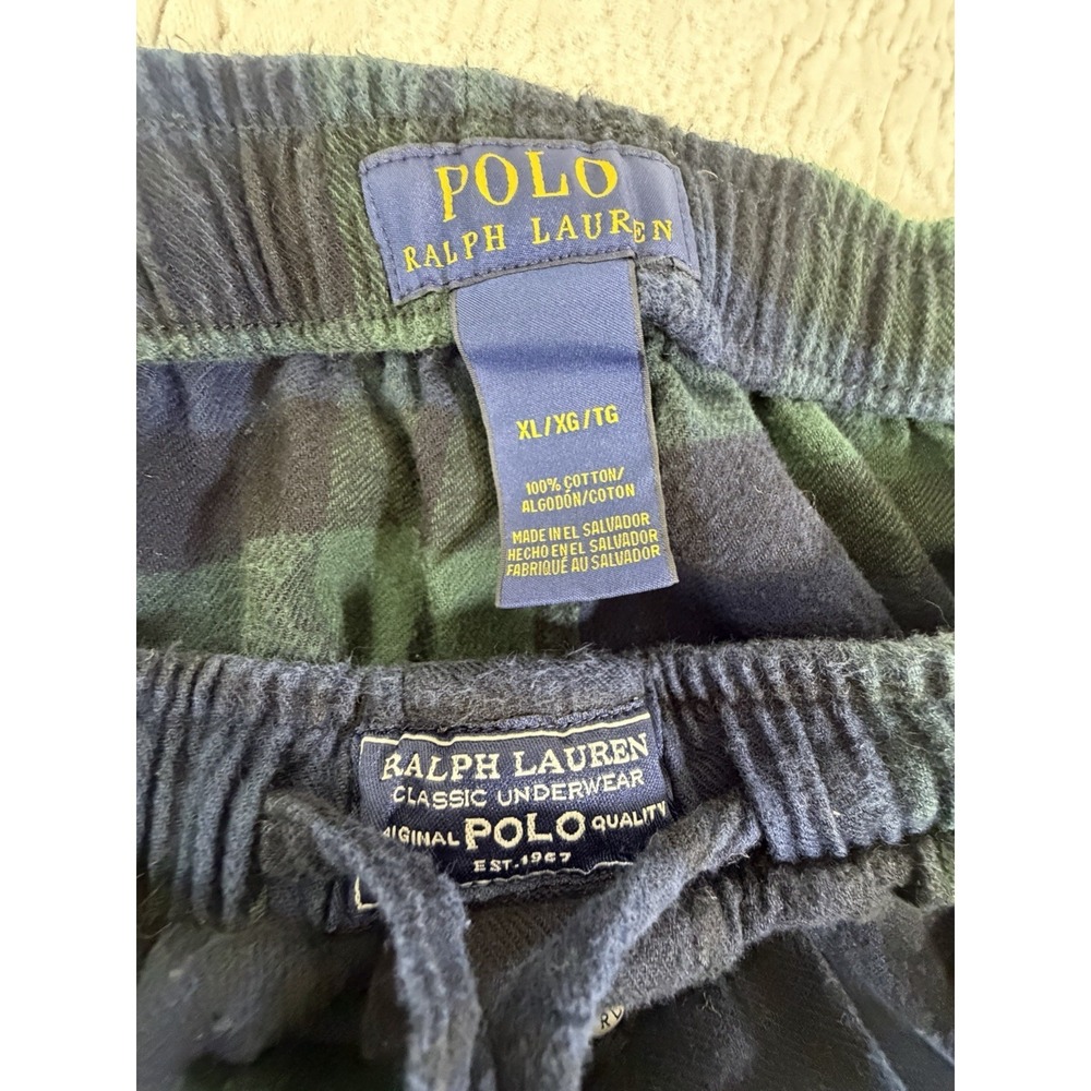Polo Ralph Lauren Flannel Tartan Plaid Pajama Set Mens XL Green Top Bottom - Picture 12 of 12